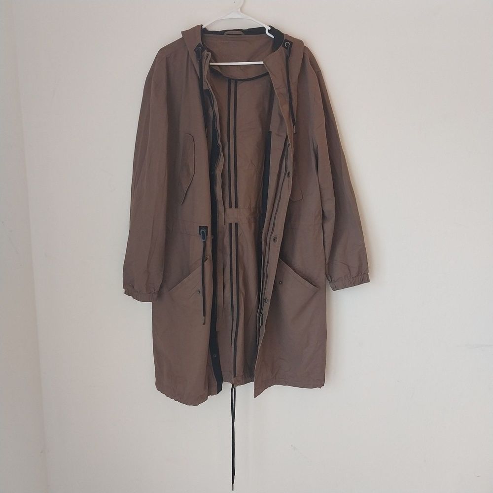 Men's Tan Streetwear Long Parka Unknown Designer - Large/One Size
